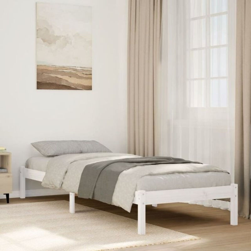 Massivholzbett vidaxl aus Kiefer in Weiß, Extra Lang, B/T/H: 100 x 220 cm - Bild 1
