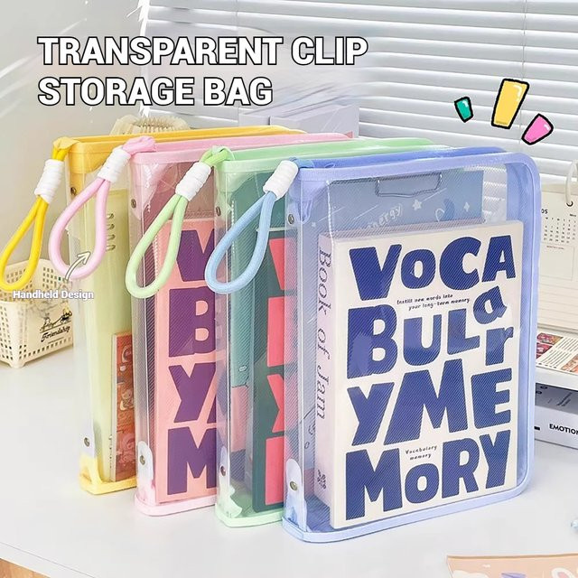 Transparente Macaron-Umschläge im A4-Format mit Reißverschluss, wasserdichte Datei-Organizer-Tasche aus Kunststoff in Gelb und Multicolour - Bild 1