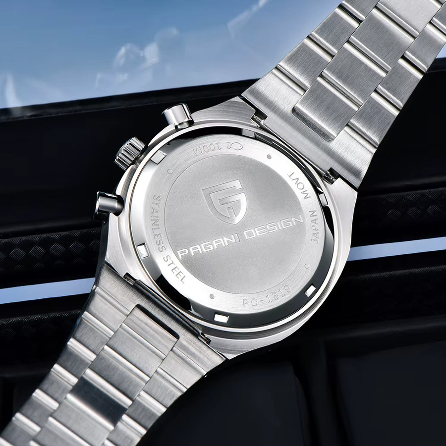 PAGANI DESIGN Chronograph, Quarz, Edelstahl, Saphirglas, 40 mm, Herren, Schwarz - Bild 5