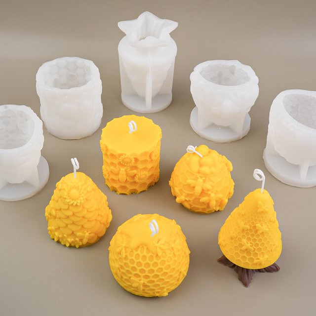 UDOCOOL Silikon-Kerzenform Waben-Serie für DIY Aromakerzen in Gelb - Bild 1