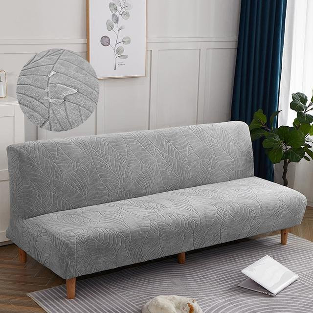 Wasserdichter Stretch-Sofa-Bettbezug von YZFZP in Silber, Jacquard-Design ohne Armlehnen für klappbare Sofas, Länge: 155-185 cm - Bild 1