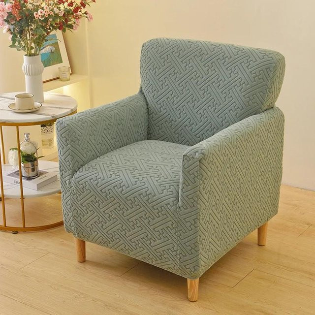 Nordische Jacquard Sesselhusse von Yiran bag, rutschfeste und elastische Sesselüberwürfe in Grün für dein Einzelsofa - Bild 1