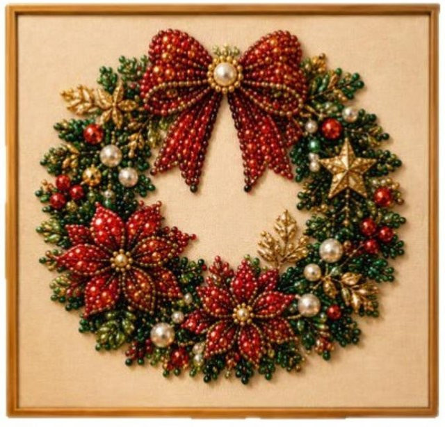 NicceBazar DIY Weihnachts-Diamantmalerei Set mit Holzrahmen und Rentier-Motiv in Mehrfarbig - Bild 1