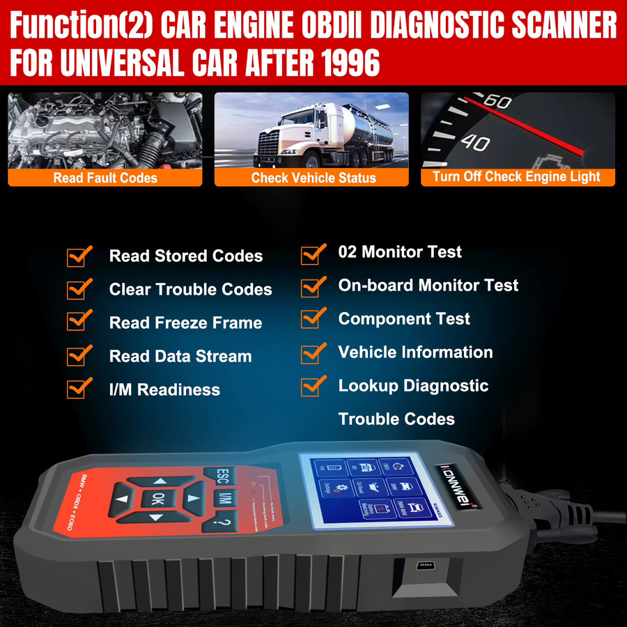 KONNWEI KW480 OBD2-Scanner Kfz-Codeleser mit Öl- und TPMS-Reset in Schwarz - Bild 4