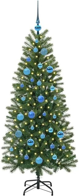 vidaXL Künstlicher Weihnachtsbaum in Grün mit 150 warmweißen LEDs, Höhe: 150 cm, aus PE und PVC - Bild 1