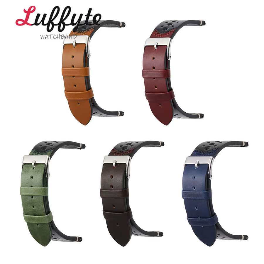luffyte Uhrenarmband Kalbsleder, Schwarz, Unisex, 20mm 22mm - Bild 2