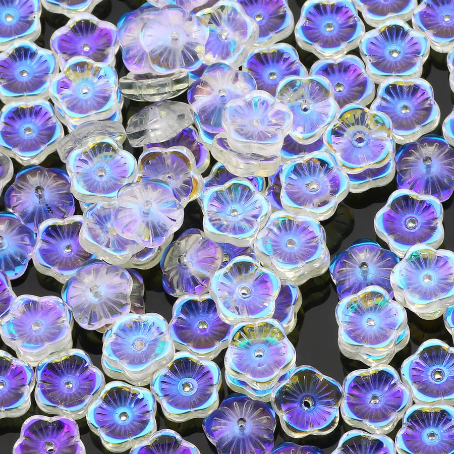 Laudsong Glas Perlen, Blume Form, Transparent, 8/10mm - Bild 5