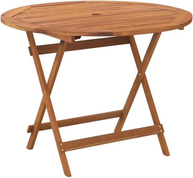 vidaXL Klappbarer Gartentisch aus Akazien-Massivholz in Braun, Durchmesser: 90 cm, Höhe: 75 cm - Bild 1