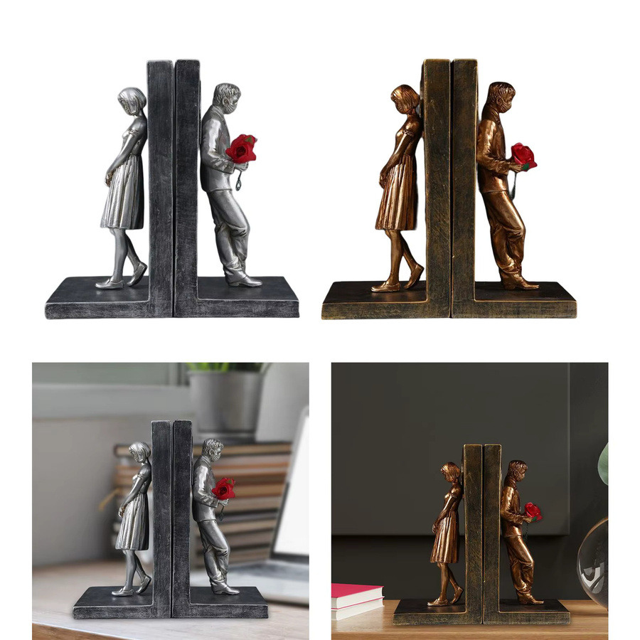 Dekorative Buchstützen von Sharprepublic aus Kunstharz in Silber, moderner Buchhalter für Schreibtisch und Bücherregal - Bild 4