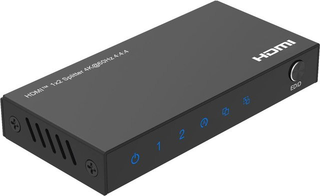 Microconnect MC-HDMISPLITTER0102-4K HDMI Splitter in Schwarz mit 4K Auflösung und Stahlgehäuse, B/T/H: 9,0 x 4,4 x 1,4 cm - Bild 1