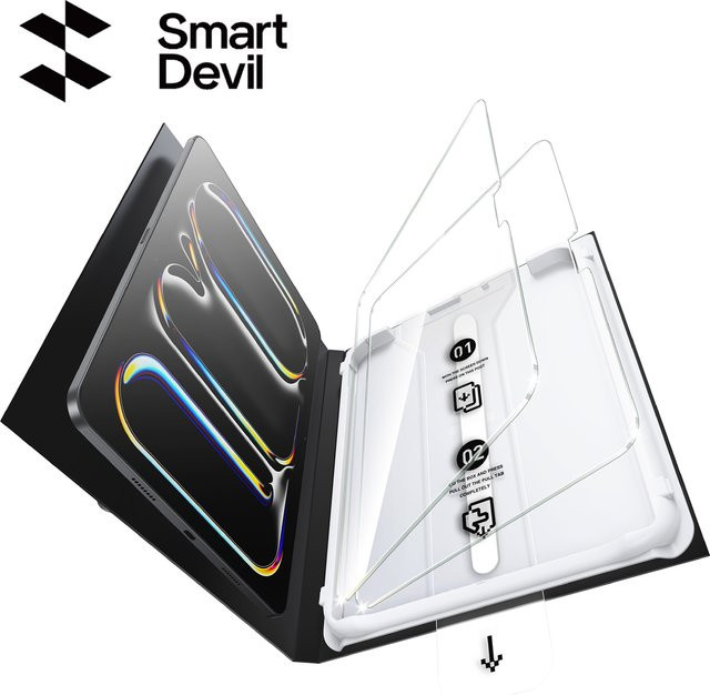 SmartDevil HD-Displayschutzfolie aus gehärtetem Glas für iPad 2025, iPad Pro 2024 und iPad Air 11 Zoll, transparent und kratzfest - Bild 1