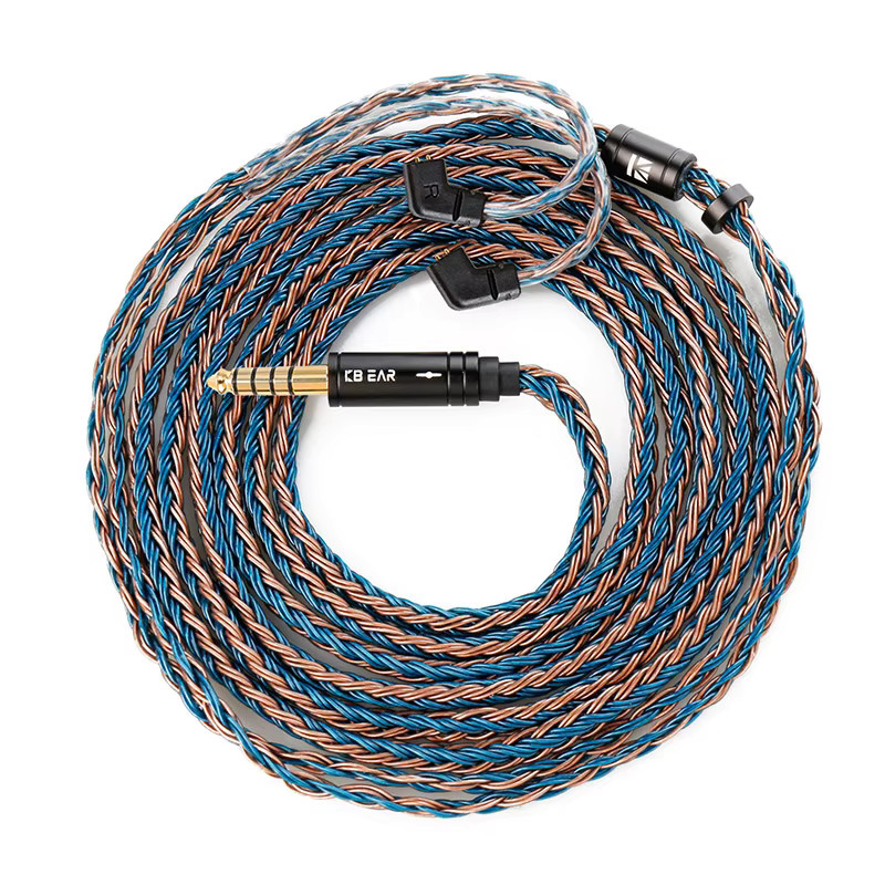 KBEAR ST16 Max 16-adriges OCC-versilbertes IEM-Ersatzkabel mit 3,5 mm Jack und 4,4 mm symmetrischem Anschluss, Länge: 1,5 m, Farbe: Blau/Silber - Bild 5