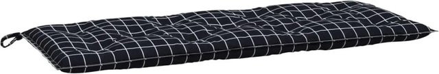 vidaXL Gartenbank-Auflage aus Polyester in Schwarz mit Karomuster, wasserabweisend und UV-beständig, B/T/H: 120 x 50 x 7 cm - Bild 1