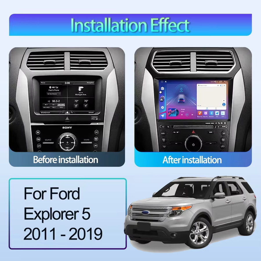 Nevegetor Android 15 Autoradio für Ford Explorer 5 (2011-2019) mit QLED Display, Carplay, Navigation, GPS, WiFi und 4G in Schwarz - Bild 1