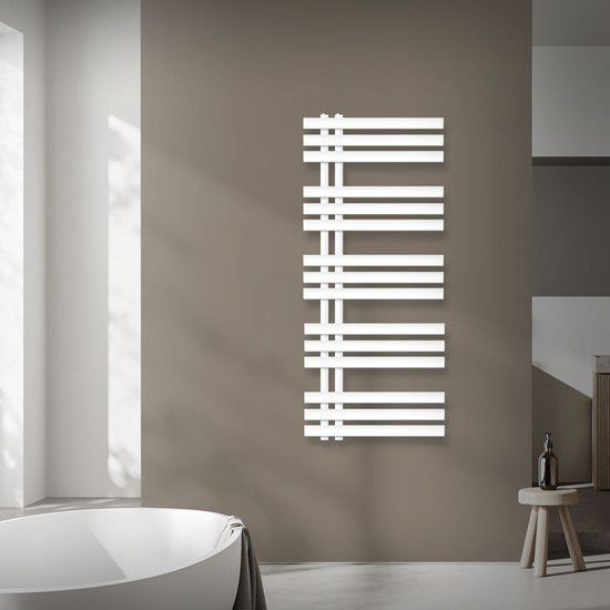 LuxeBath Design Badheizkörper Iron EM Handtuchheizkörper aus Stahl, Weiß, B: 50 cm, H: 120 cm - Bild 1