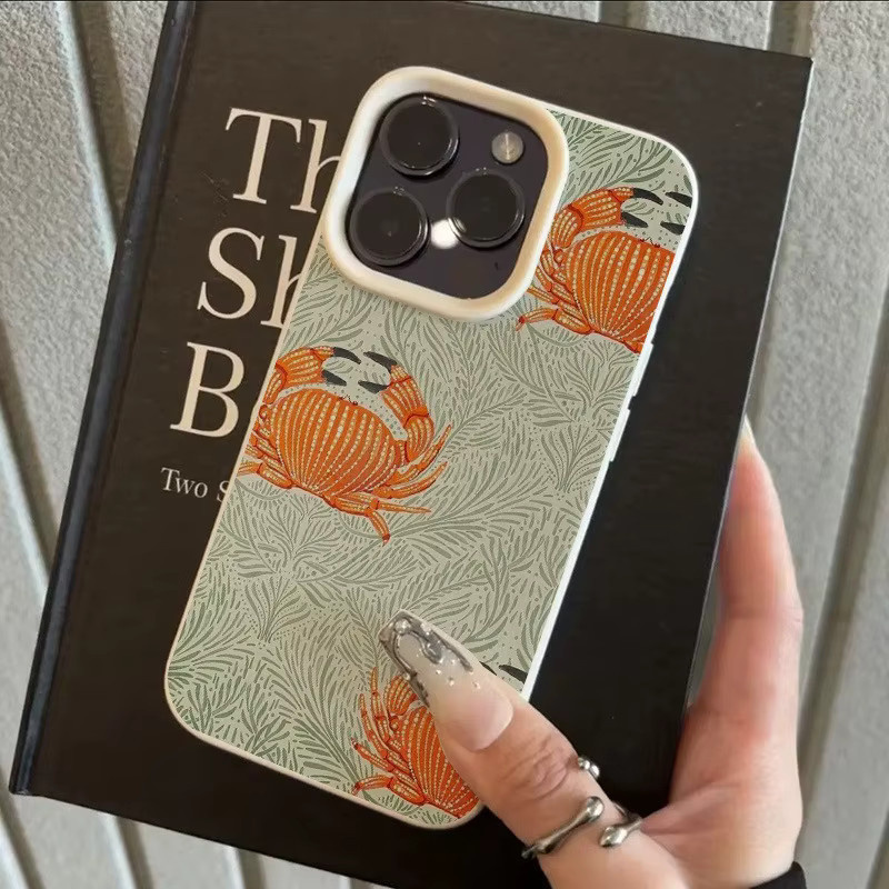 Handyhülle mit Blumenkrabbenmuster für Apple iPhone 17 16 15 Pro Max Plus in Beige und Multicolour - Bild 2