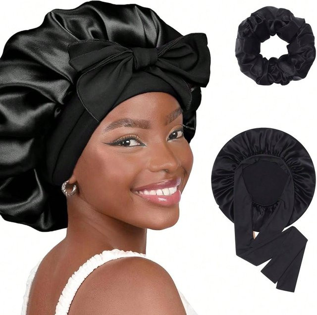 YIRAN Satin Seidenhaube für Damen, braun, für lockiges Haar - Bild 1