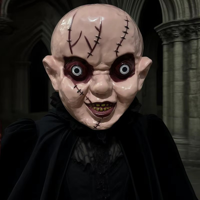 Halloween Horror Teufel Kürbis Maske, Cosplay Roleplay Kostüm Requisiten - Bild 4