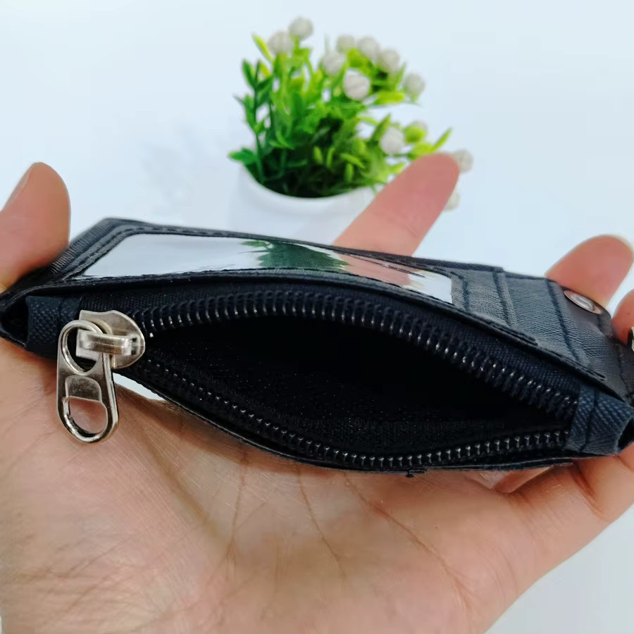 Tragbare Kartenhalter Box aus PU Leder mit Reißverschluss zum Umhängen in Schwarz oder Braun - Bild 2