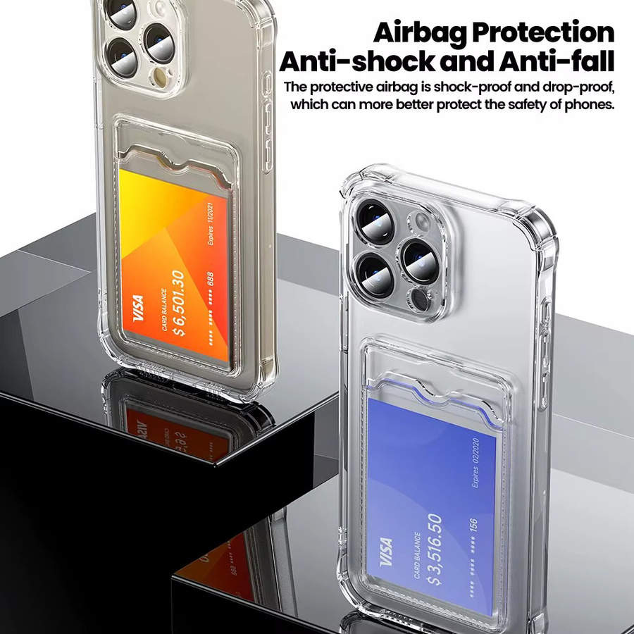 Toocki Transparente Handyhülle aus weichem TPU mit Kartentasche für iPhone 15 14 13 12 Pro Max Plus stoßfest - Bild 5
