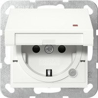 Gira Schutzkontaktsteckdose Typ F in Weiß mit Klappdeckel und Kontrolllicht, 16 Ampere, 250 Volt - Bild 1