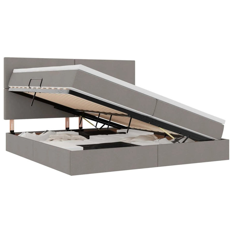 vidaXL Aufbewahrungsbett mit Matratze in Taupe, B/T/H: 200 x 200 x 28 cm - Bild 2