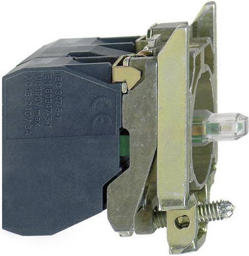Schneider Electric ZB4BW0B11 Hilfsschalter mit LED-Element und Befestigungsadapter, 1 Schließer, Weiß, 24 V/DC und 24 V/AC - Bild 1