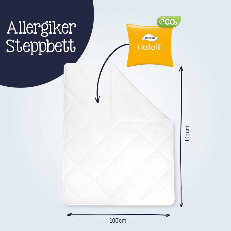 Julius Zöllner Steppbettdecke Hygiena Weiß B/B: 100 x 135 cm, 3.5 TOG, allergikerfreundlich und atmungsaktiv - Bild 2