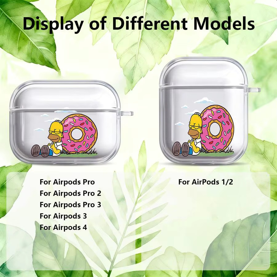 Transparente Kopfhörerhülle mit Simpsons Cartoon Design für Apple AirPods Pro, Pro 2, Pro 3, AirPods 3, 2 und 1 - Bild 3