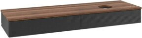 V&B Waschtischunterschrank Antao mit Frontstruktur und Beleuchtung in Weiß und Blau, B: 160 cm, T: 50 cm - Bild 1