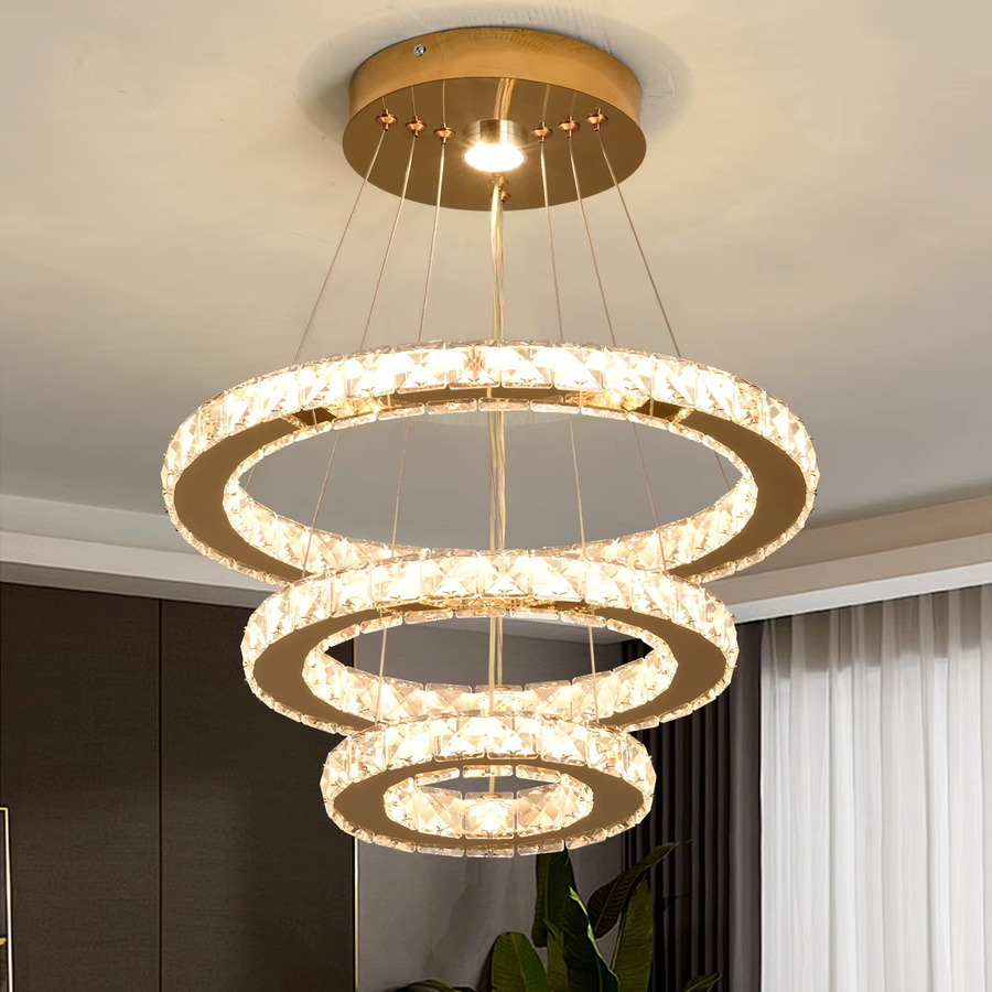GreeLustr LED Kristall Kronleuchter in Gold/Messing mit Fernbedienung und Dimmfunktion für Wohnzimmer und Schlafzimmer - Bild 2