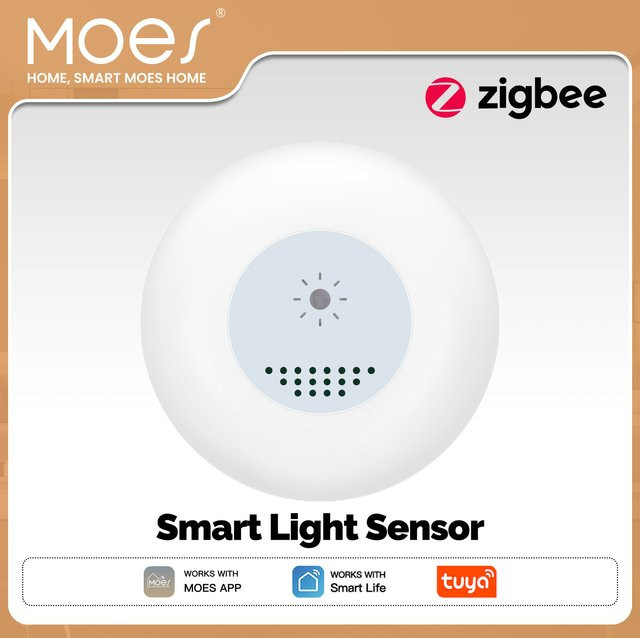MOES Tuya Zigbee Smart Lichtsensor zur Beleuchtungsstärke-Erkennung in Weiß - Bild 1