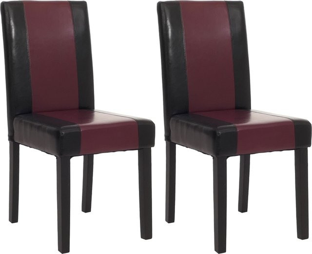 2er-Set Esszimmerstühle Littau von MCW in Schwarz-Rot mit dunklen Beinen - Bild 1