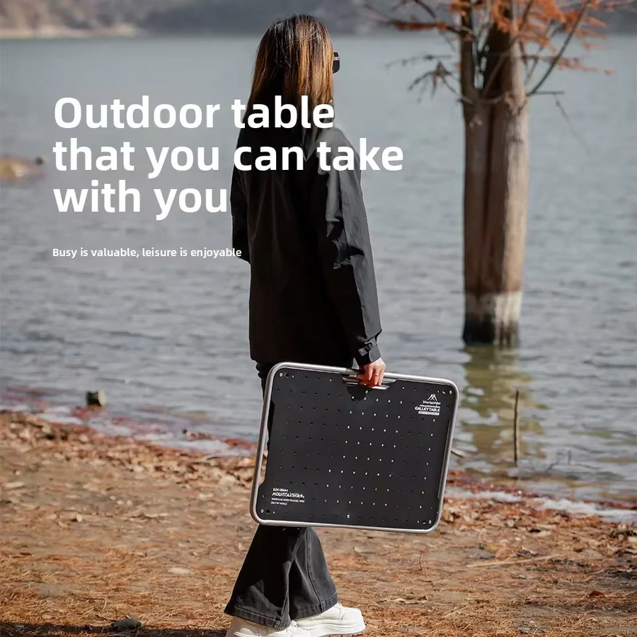 MOUNTAINHIKER Taktischer Campingtisch aus Kohlenstoffstahl in Schwarz, Klappbarer Outdoor-Picknicktisch für Angeln und BBQ - Bild 2