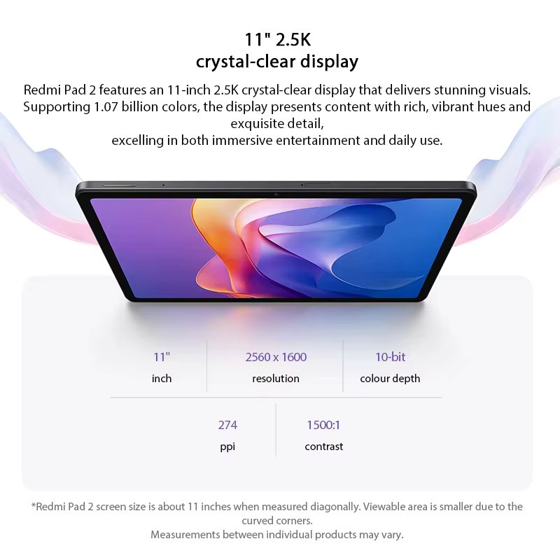 Xiaomi Redmi Pad 2 Tablet mit 11 Zoll 2.5K Display, WLAN, 128 GB Speicher, Grau - Bild 4