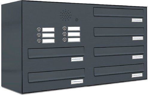 AL Briefkasten-System für 6 Parteien mit Zaundurchwurf, grau, B/H/T: 153,98 x 46,0 x 27,5 cm - Bild 1