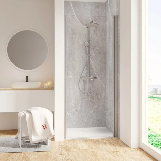 Schulte Duschkabine Garant 2.0 Nische mit Drehtür in Alunatur, Farbe: Transparent/Silber, B/H: 90 x 200 cm, Ausführung: Rechts - Bild 1