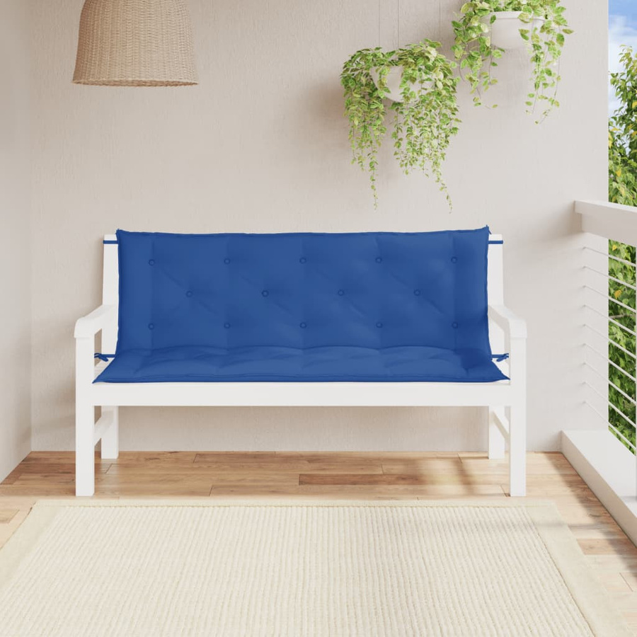 vidaXL Gartenbank-Auflagen 2 Stück Blau aus Oxford-Gewebe, B/T/H: 150 x 50 x 7 cm - Bild 4