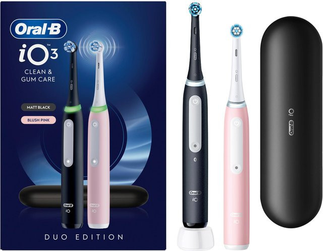 Oral-B iO Series 3 Elektrische Zahnbürste Doppelpack, Schwarz und Rosa - Bild 3