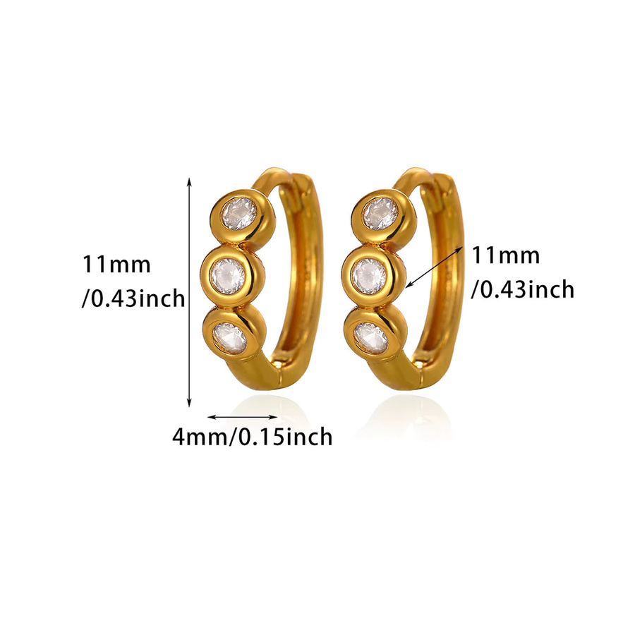 ETCAVCE Clip-Ohrringe Edelstahl, Zirkonia, Damen, Gold - Bild 2