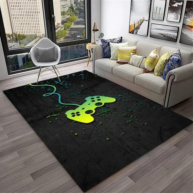Rutschfeste Gamer-Fußmatte JGJG mit Kids-Motiv in Schwarz, Polyester, B/T: 60 x 40 cm - Bild 1