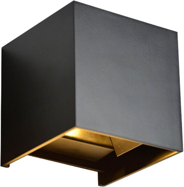 Neoglint Quadratische LED Wandleuchte in Schwarz mit einstellbarem Leuchtwinkel und warmweißem Licht für Wohnzimmer, Schlafzimmer und Außenbereiche, 6W - Bild 1