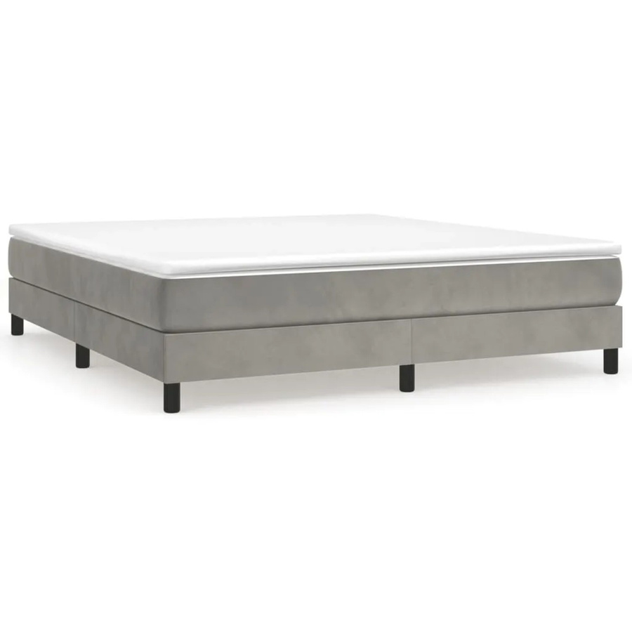 vidaXL Boxspringbett mit Matratze in Hellgrau aus Samt, Hybrid-Modell mit Taschenfederkern, B/T: 160 x 200 cm - Bild 2