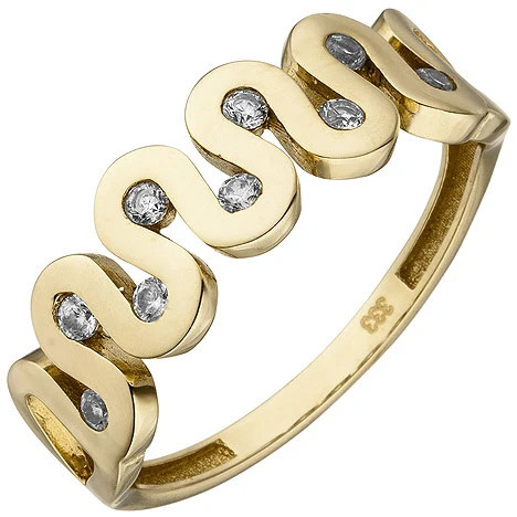 Colfem Ring 333 Gelbgold, 9 Zirkonia, Damen, Größe 52 - Bild 1