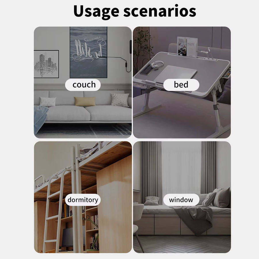 HGTUGO Klappbarer Laptop-Tisch in Grau mit höhenverstellbarer Arbeitsfläche und ergonomischem Design für Bett und Sofa - Bild 5