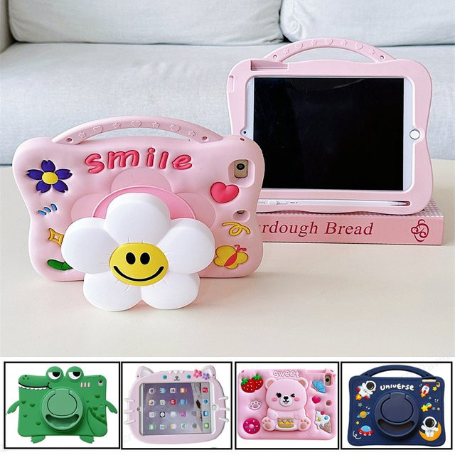 Cartoon Silikon Tablet Hülle für Apple iPad in Pink - Bild 1