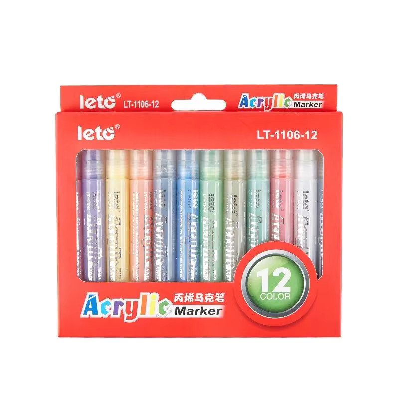 Leto Acryl Marker Permanent Art Paint Marker mit Pinselspitze in Multicolour für Glas, Keramik, Stoff, Holz und Metall - Bild 3