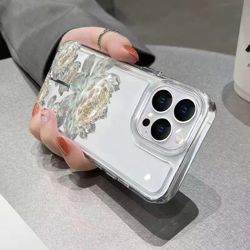 Transparente Handyhülle mit Lotusblumenmuster für iPhone 11 12 13 14 15 16 Pro Max Mini XS X XR 7 8 Plus SE 2022 Klare weiche Schutzhülle - Bild 4
