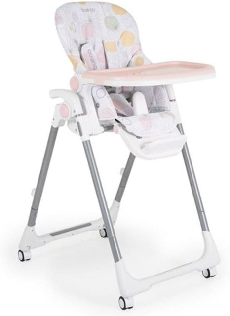 Moni Kinderhochstuhl Bueno faltbar in Pink mit Doppeltablett und Rädern - Bild 1