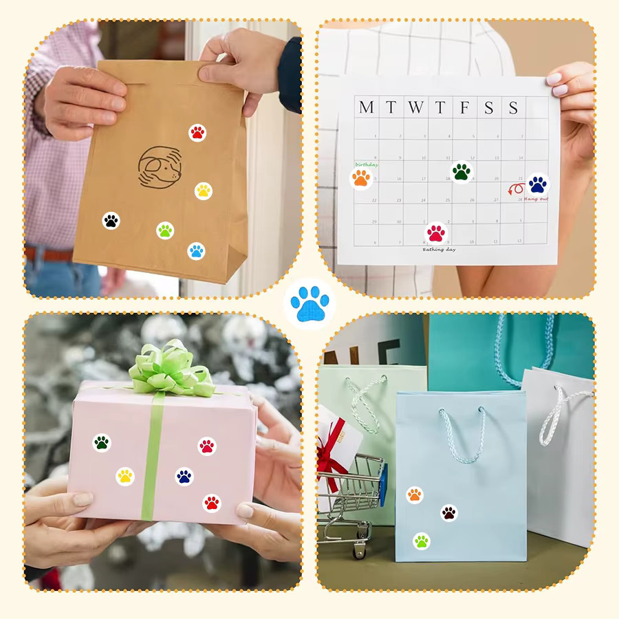 1200 Stück runde Aufkleber mit Hundepfoten in Multicolor, dekorative Siegel für Scrapbooking, Tagebücher und DIY-Bastelprojekte - Bild 2